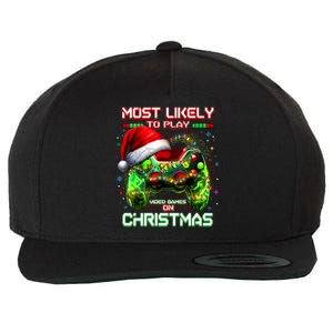 Most Likely To Play Video Games On Christmas Santa Wool Snapback Cap