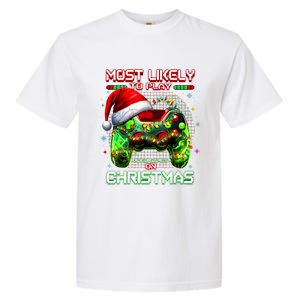 Most Likely To Play Video Games On Christmas Santa Garment-Dyed Heavyweight T-Shirt