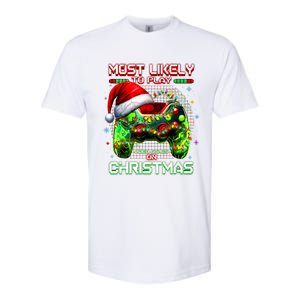 Most Likely To Play Video Games On Christmas Santa Softstyle CVC T-Shirt