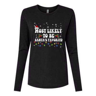 Most Likely To Christmas Be Santa's Favorite Matching Family Womens Cotton Relaxed Long Sleeve T-Shirt