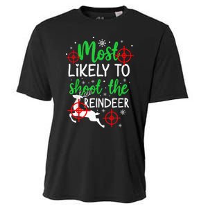 Most Likely To Shoot The Reindeer Funny Holiday Christmas  Cooling Performance Crew T-Shirt