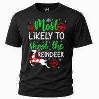 Most Likely To Shoot The Reindeer Funny Holiday Christmas  Cooling Performance Crew T-Shirt