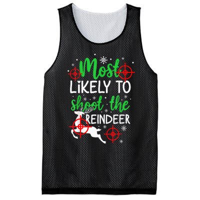 Most Likely To Shoot The Reindeer Funny Holiday Christmas  Mesh Reversible Basketball Jersey Tank