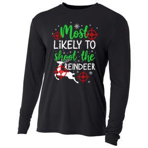 Most Likely To Shoot The Reindeer Funny Holiday Christmas  Cooling Performance Long Sleeve Crew