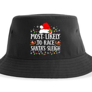 Most Likely To Race SantaS Sleigh Christmas Family Matching Sustainable Bucket Hat