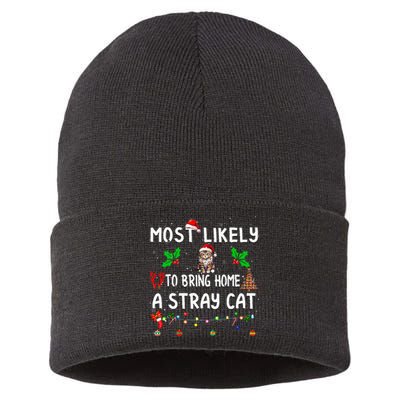 Most Likely To Bring Home Stray Cat Family Matching Sustainable Knit Beanie