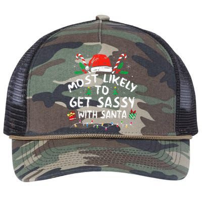 Most Likely To Get Sassy with Santa Family Xmas  Retro Rope Trucker Hat Cap