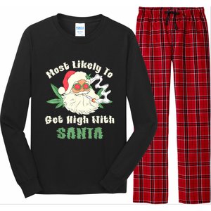 Most Likely To Get High With Santa Christmas Funny Long Sleeve Pajama Set