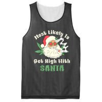 Most Likely To Get High With Santa Christmas Funny Mesh Reversible Basketball Jersey Tank