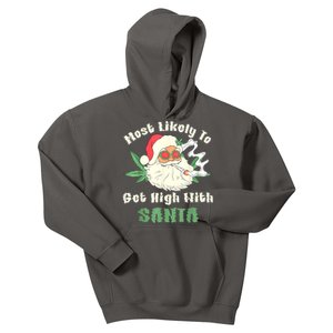 Most Likely To Get High With Santa Christmas Funny Kids Hoodie