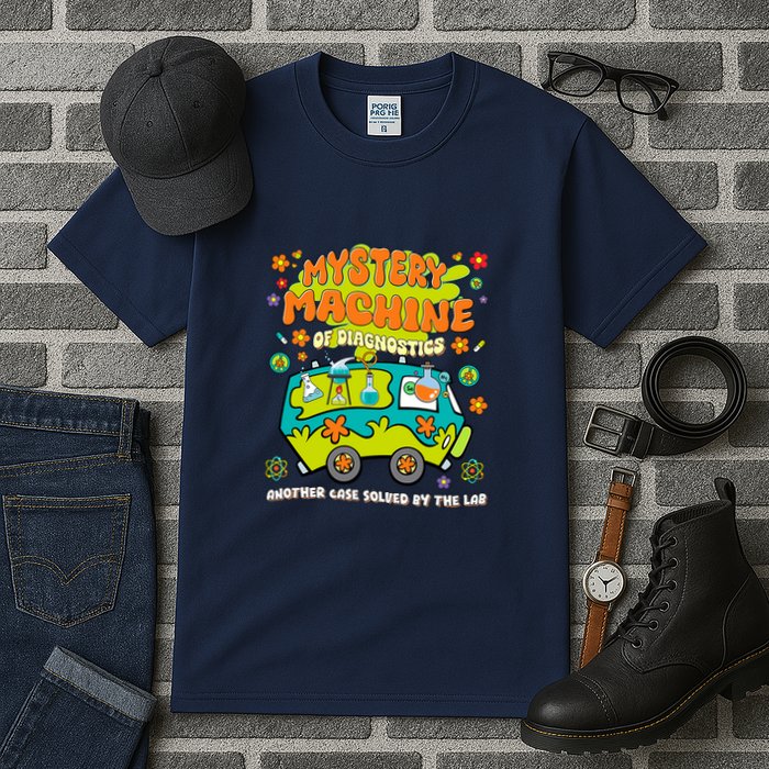 Med Lab Tech Lab Week 2025 Mystery Machine of Diagnostics Long Sleeve Tall T-Shirt