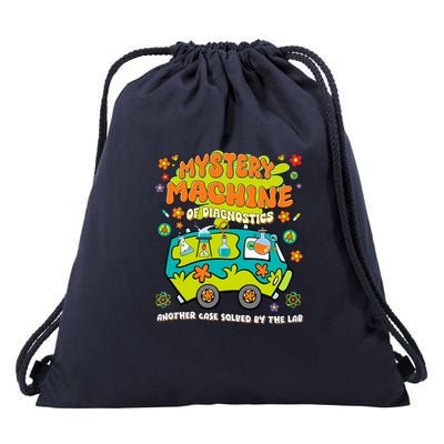 Med Lab Tech Lab Week 2025 Mystery Machine of Diagnostics Long Sleeve Drawstring Bag