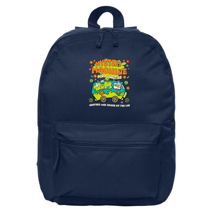 Med Lab Tech Lab Week 2025 Mystery Machine of Diagnostics Long Sleeve 16 in Basic Backpack