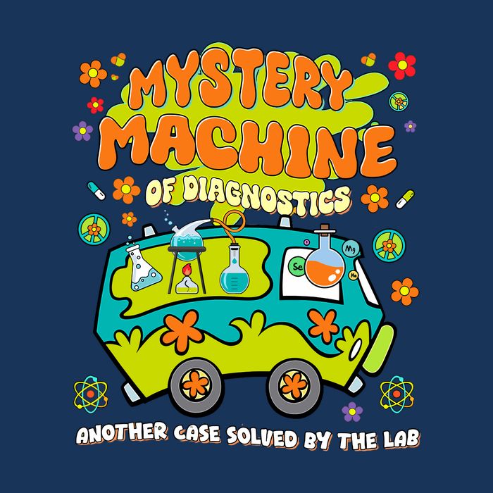 Med Lab Tech Lab Week 2025 Mystery Machine of Diagnostics Long Sleeve 16 in Basic Backpack