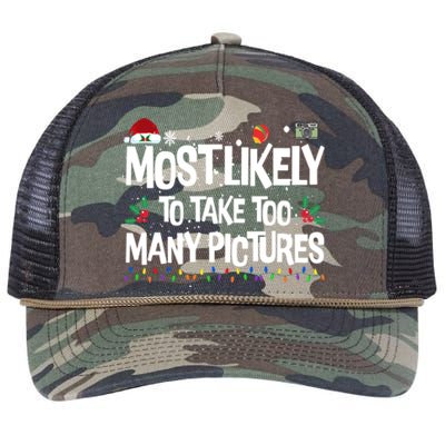 Most Likely To Take Too Y Pictures Funny Christmas Great Gift Retro Rope Trucker Hat Cap