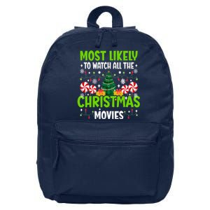 Most Likely To Watch All The Christmas Movies Funny Family 16 in Basic Backpack