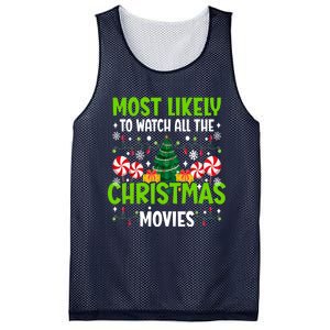 Most Likely To Watch All The Christmas Movies Funny Family Mesh Reversible Basketball Jersey Tank