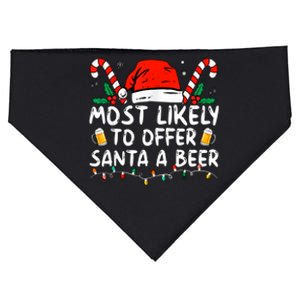 Most Likely To Offer Santa A Beer Funny Drinking Christmas USA-Made Doggie Bandana