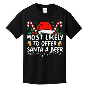 Most Likely To Offer Santa A Beer Funny Drinking Christmas Kids T-Shirt