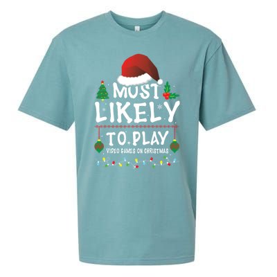 Most Likely To Play Video Games On Christmas Matching Family Meaningful Gift Sueded Cloud Jersey T-Shirt