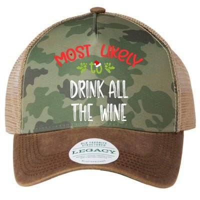 Most Likely To Christmas Drink All The Wine Family Group Legacy Tie Dye Trucker Hat