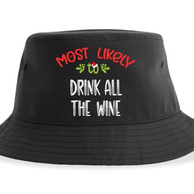 Most Likely To Christmas Drink All The Wine Family Group Sustainable Bucket Hat