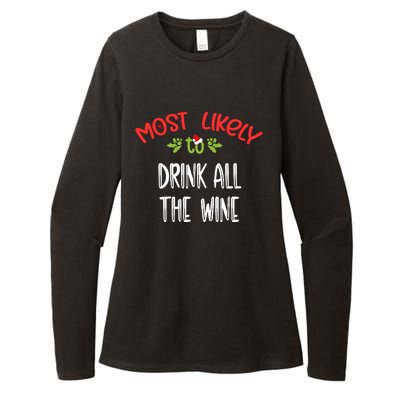 Most Likely To Christmas Drink All The Wine Family Group Womens CVC Long Sleeve Shirt