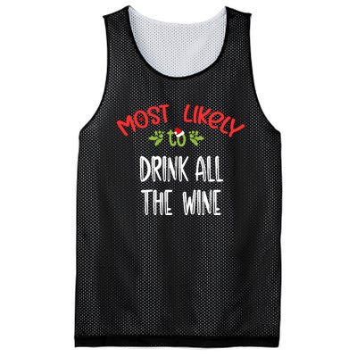 Most Likely To Christmas Drink All The Wine Family Group Mesh Reversible Basketball Jersey Tank