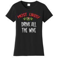 Most Likely To Christmas Drink All The Wine Family Group Women's T-Shirt