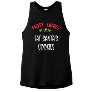 Most Likely To Christmas Eat Santa’s Cookies Family Group Ladies PosiCharge Tri-Blend Wicking Tank