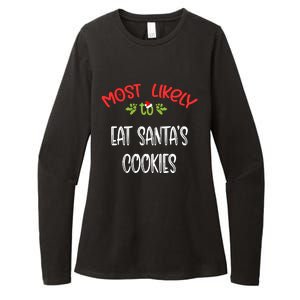 Most Likely To Christmas Eat Santa’s Cookies Family Group Womens CVC Long Sleeve Shirt