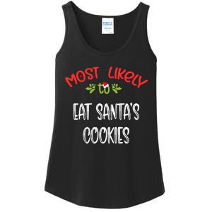 Most Likely To Christmas Eat Santa’s Cookies Family Group Ladies Essential Tank