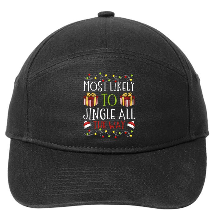 Most Likely To Jingle All The Way Christmas Bell Ring 7-Panel Snapback Hat