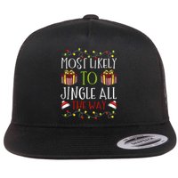 Most Likely To Jingle All The Way Christmas Bell Ring Flat Bill Trucker Hat