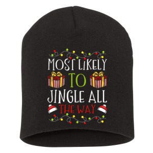 Most Likely To Jingle All The Way Christmas Bell Ring Short Acrylic Beanie