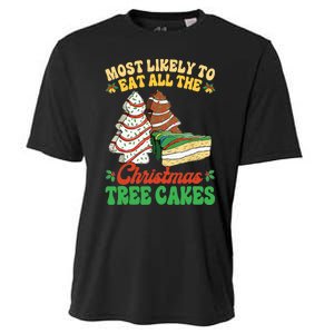 Most Likely To Eat All The Christmas Tree Cakes Debbie Becky Cooling Performance Crew T-Shirt