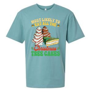 Most Likely To Eat All The Christmas Tree Cakes Debbie Becky Sueded Cloud Jersey T-Shirt