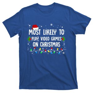 Most Likely To Play Video Games On Christmas Matching Cool Gift T-Shirt