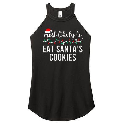 Most Likely To Christmas Matching Family Pajamas Funny Women’s Perfect Tri Rocker Tank