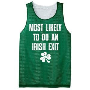 Most Likely To Do An Irish Exit Funny St Patricks Day Mesh Reversible Basketball Jersey Tank