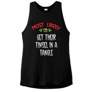 Most Likely To Christmas Get Their Tinsel In A Tangle Family Group Ladies PosiCharge Tri-Blend Wicking Tank