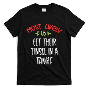 Most Likely To Christmas Get Their Tinsel In A Tangle Family Group T-Shirt