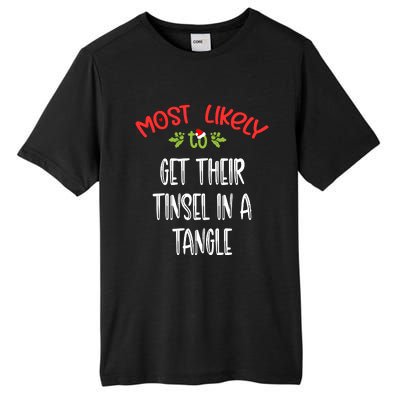 Most Likely To Christmas Get Their Tinsel In A Tangle Family Group Tall Fusion ChromaSoft Performance T-Shirt