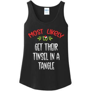 Most Likely To Christmas Get Their Tinsel In A Tangle Family Group Ladies Essential Tank