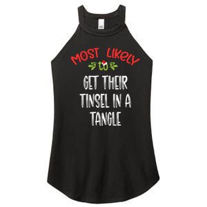 Most Likely To Christmas Get Their Tinsel In A Tangle Family Group Women's Perfect Tri Rocker Tank