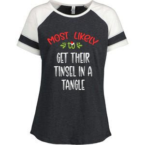 Most Likely To Christmas Get Their Tinsel In A Tangle Family Group Enza Ladies Jersey Colorblock Tee