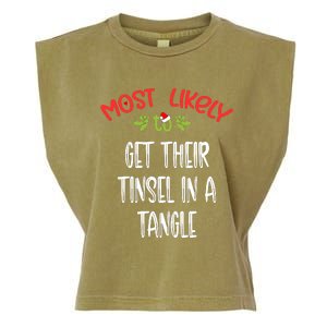 Most Likely To Christmas Get Their Tinsel In A Tangle Family Group Garment-Dyed Women's Muscle Tee