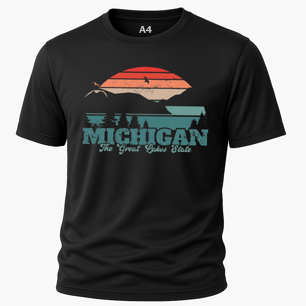 Michigan Lake The Great Lakes State Proud Michigander Cooling Performance Crew T-Shirt