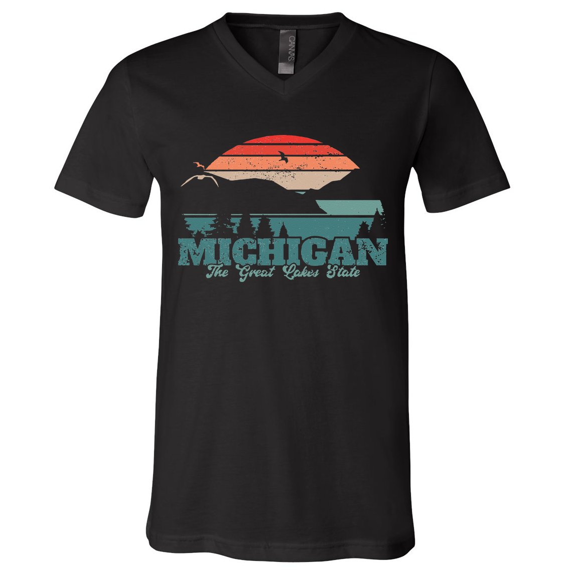 Michigan Lake The Great Lakes State Proud Michigander V-Neck T-Shirt