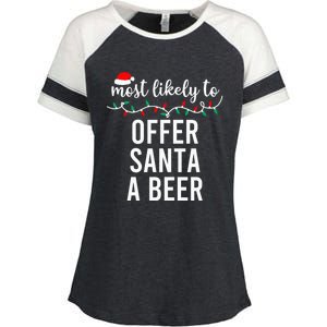 Most Likely To Christmas Shirt Matching Family Pajamas Funny Enza Ladies Jersey Colorblock Tee